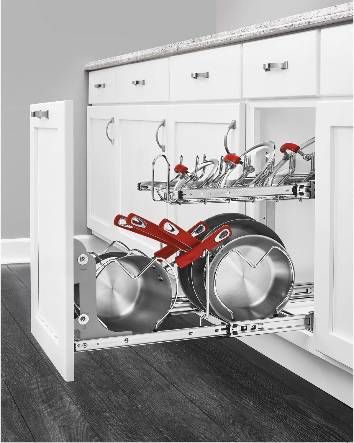 21-Inch 2-Tier Chrome Wire Pull Out Kitchen Cabinet Organizer V3578