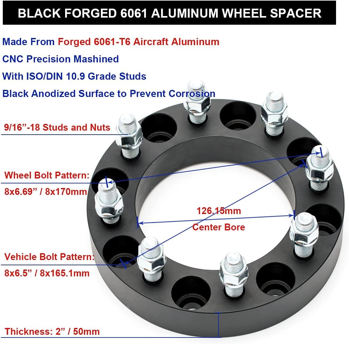 Black Forged 2 Inch Wheel Adapters Pack of 4 Y78728