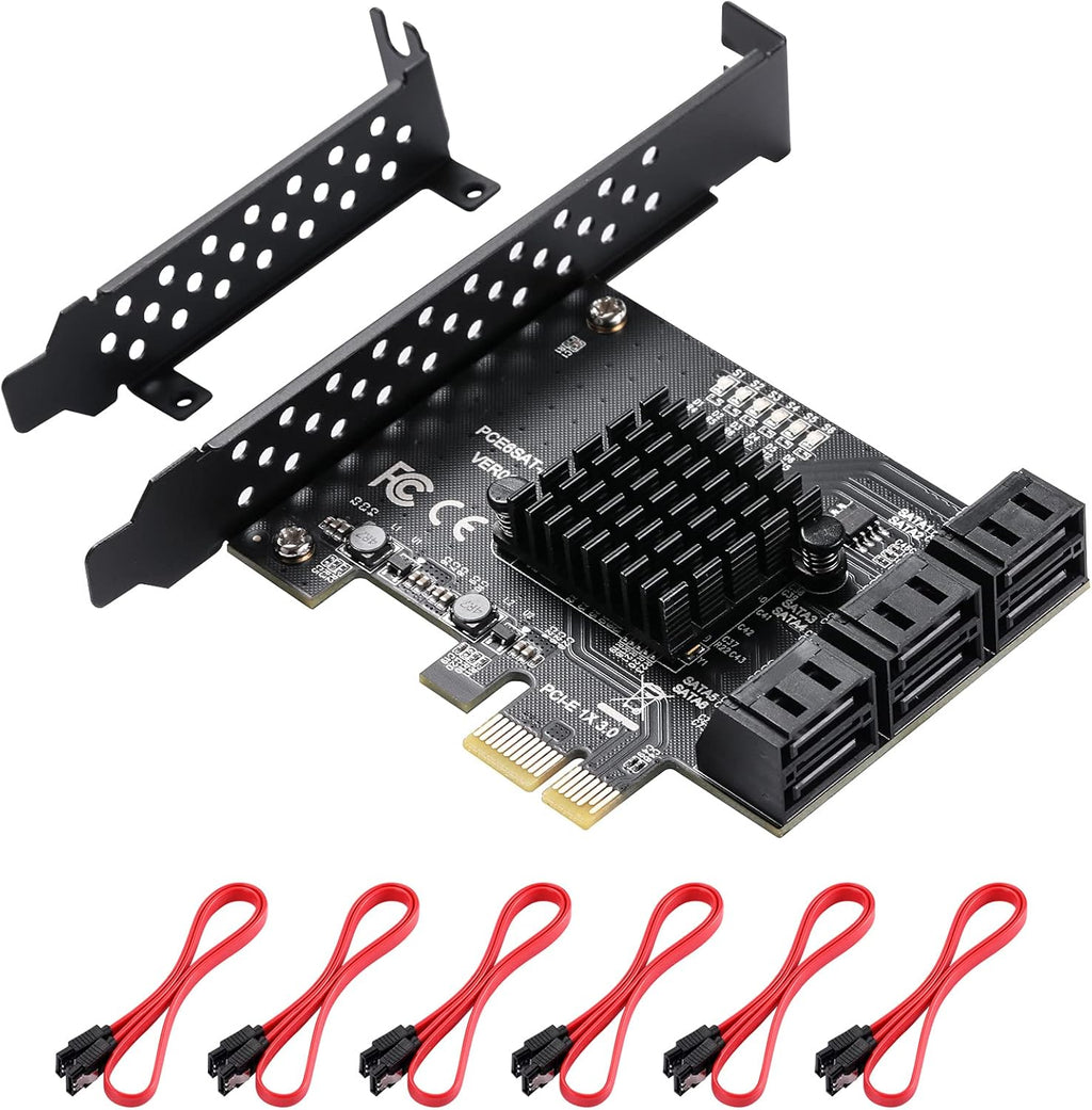 8 Port SATA 3.0 PCIe Card with 8 SATA Cables and Low Profile Bracket N925631