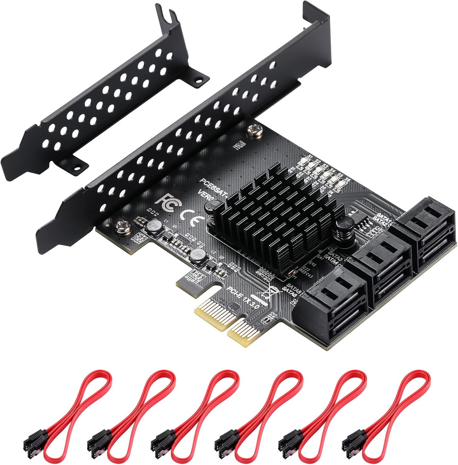 8 Port SATA 3.0 PCIe Card with 8 SATA Cables and Low Profile Bracket N925631