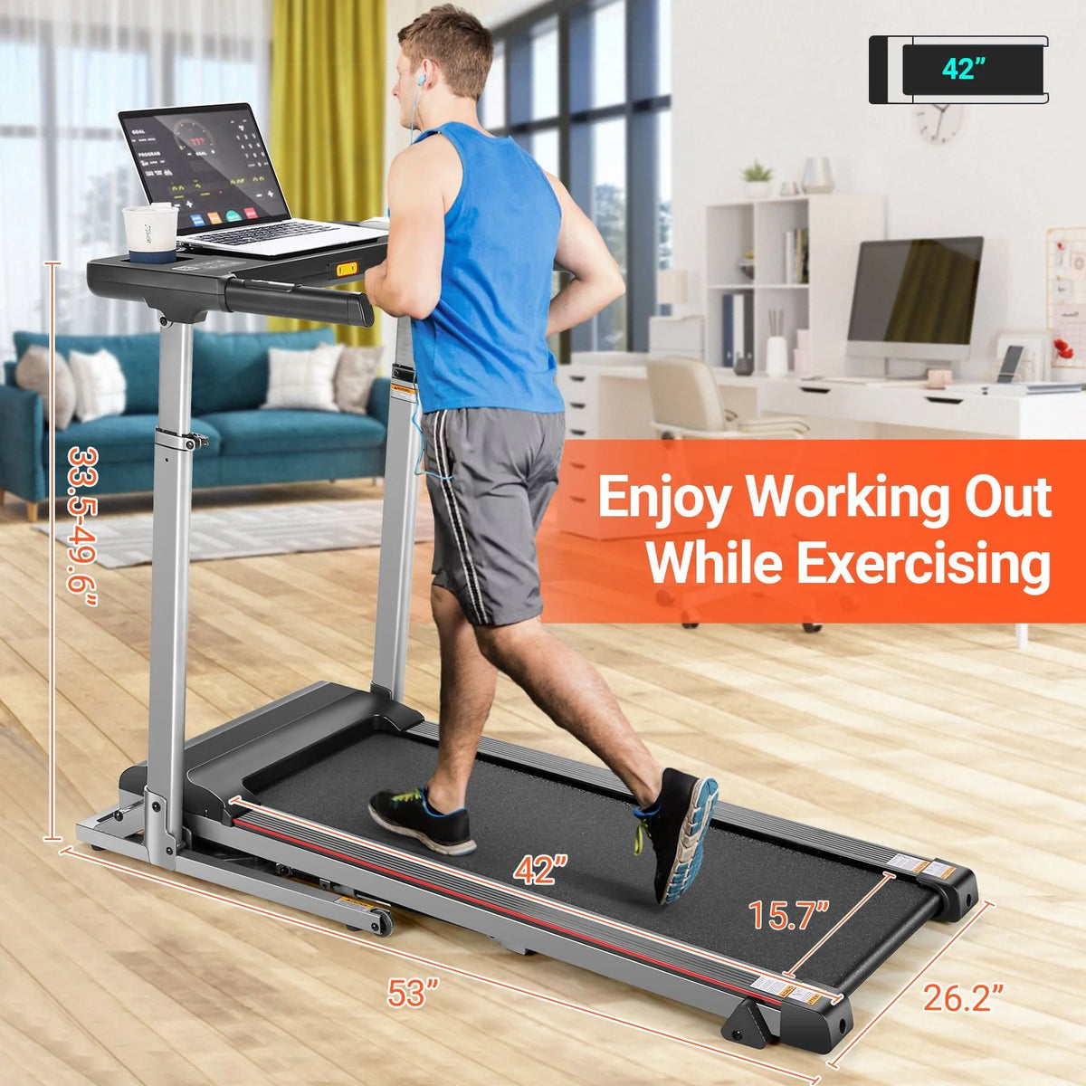 Folding Treadmill with 15-Level Inclines P874595