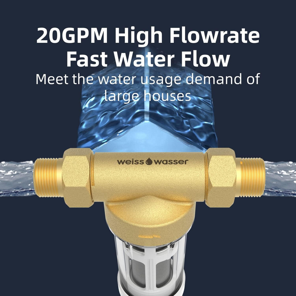 40-Micron Reusable Whole House Sediment Water Filter, Lead-Free Brass, Pack of 2 V692325
