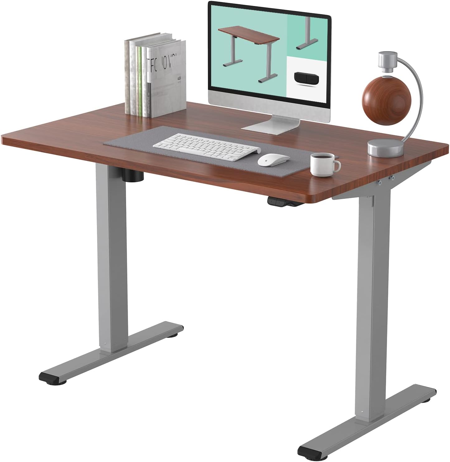 55 x 28 Inches Electric Stand Up Desk with White Top Q85519