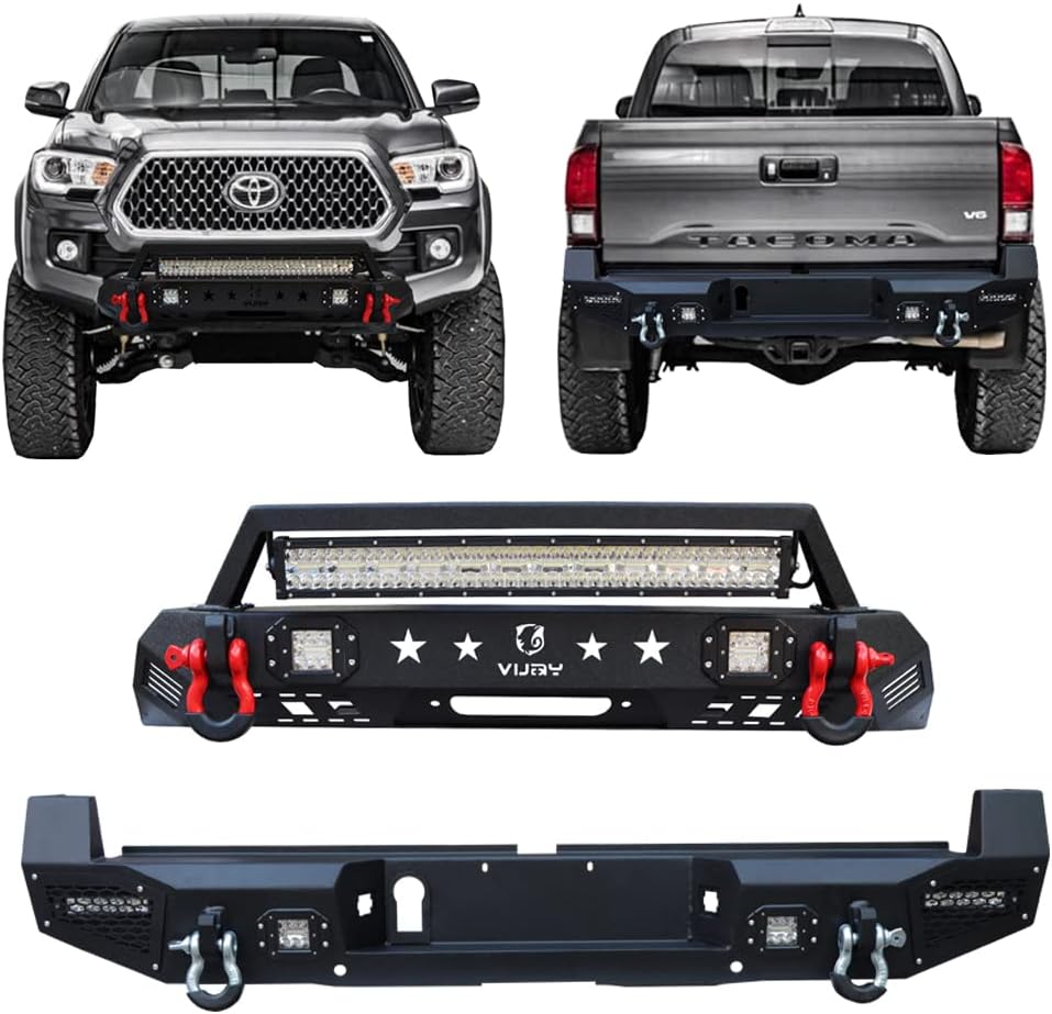 Textured Black Front and Rear Bumper with LED Lights and Winch Plate P87137