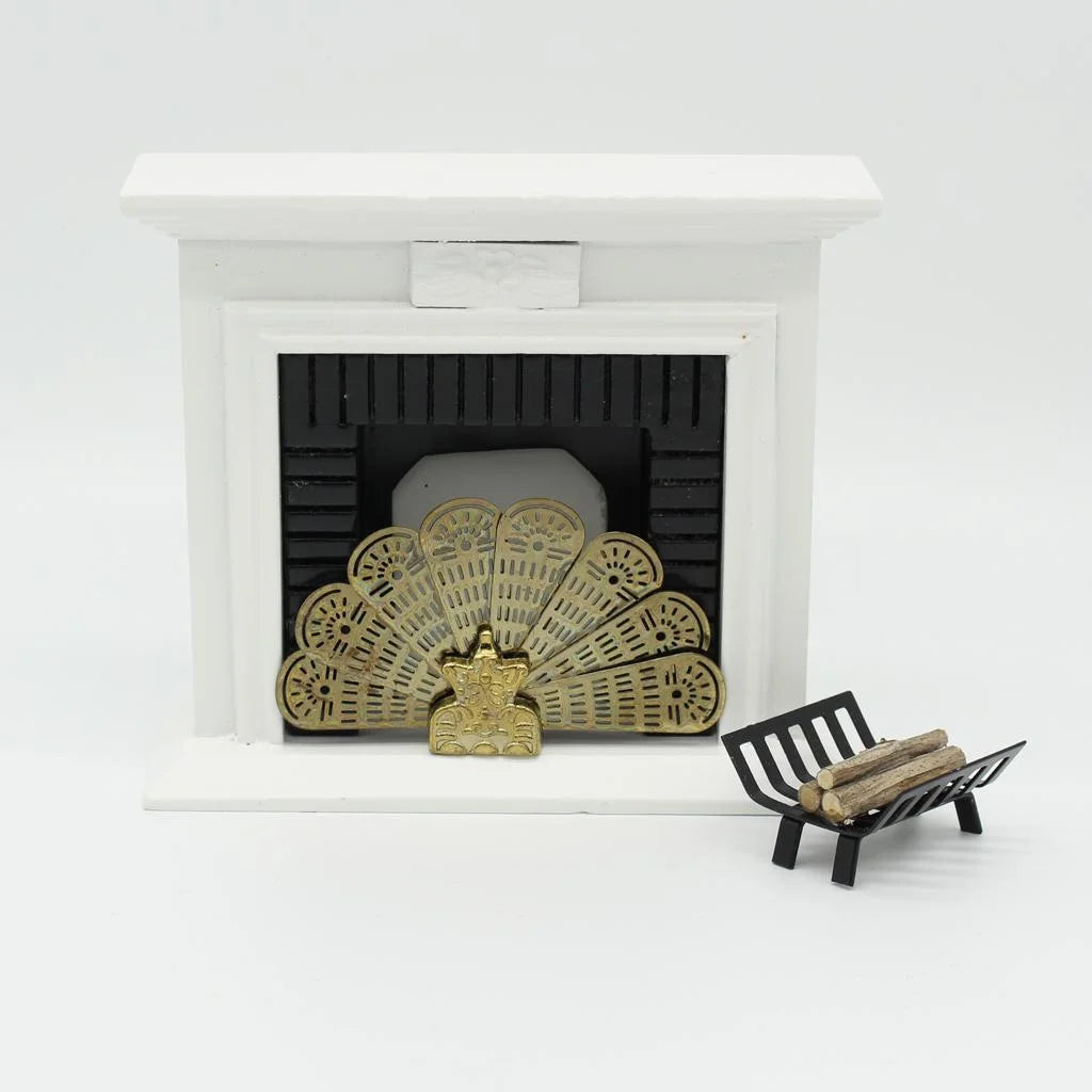 1:12 Scale Metal Peacock Fan Fireplace Screen L4728