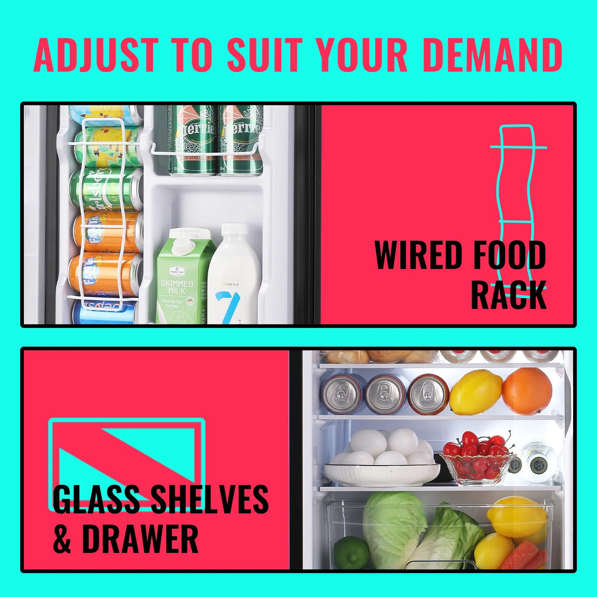 Black Compact Mini Fridge with Freezer W74527