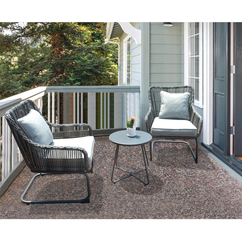 3 Pcs Outdoor Hand-Woven Wicker Spring Sofa Chair Patio Conversation Set B669607