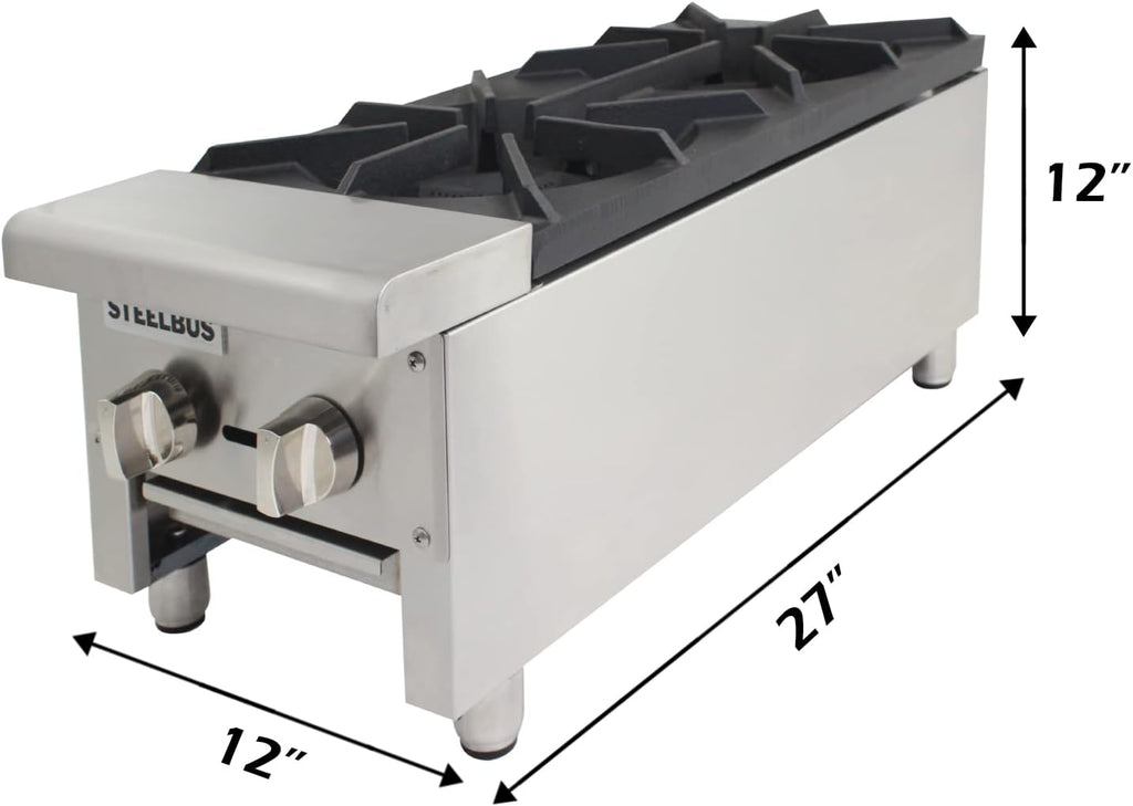 12'' Heavy Duty Commercial 2 Burner Gas Hot Plate P698