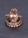 Morganite and Diamond Trio Ring Set in 10k Rose Gold K317074