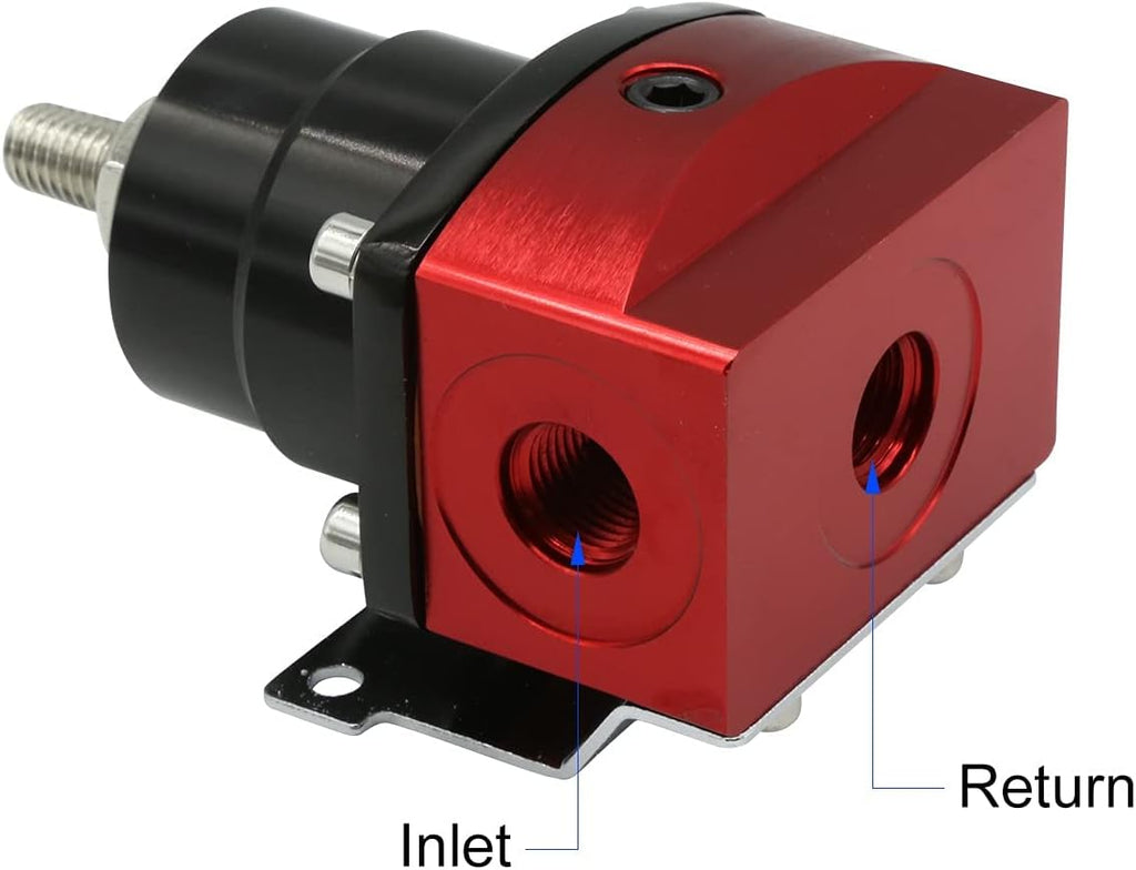 Adjustable Aluminum EFI Fuel Pressure Regulator Kit with 0-100 psi Gauge 7pcs 6AN Fuel Line Hose Fitting Connectors Black & Red Pack of 2 C301020