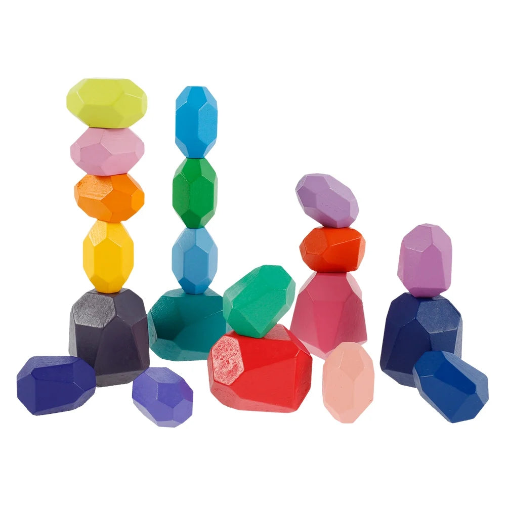 Kids Wooden Balancing Stone Stacking Building Block Toy S612456