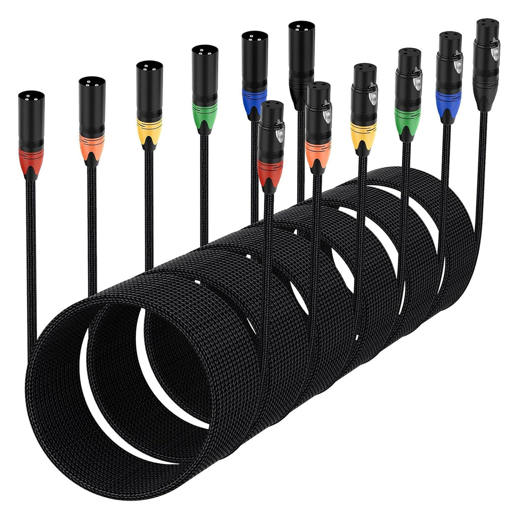 25ft 6 Pack XLR Microphone Cable Black Braided B232
