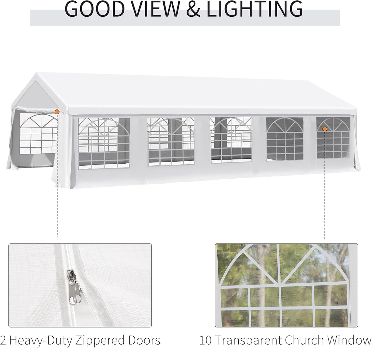 White Heavy Duty Carport Canopy with Removable Sidewalls and Windows P192688