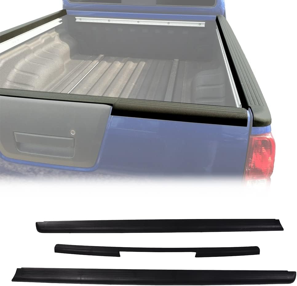 Bed Rail Caps Kit Replacement for Nissan Frontier King Black Smooth Finish Rear Tailgate Cap Moulding Cover 3pcs I74976