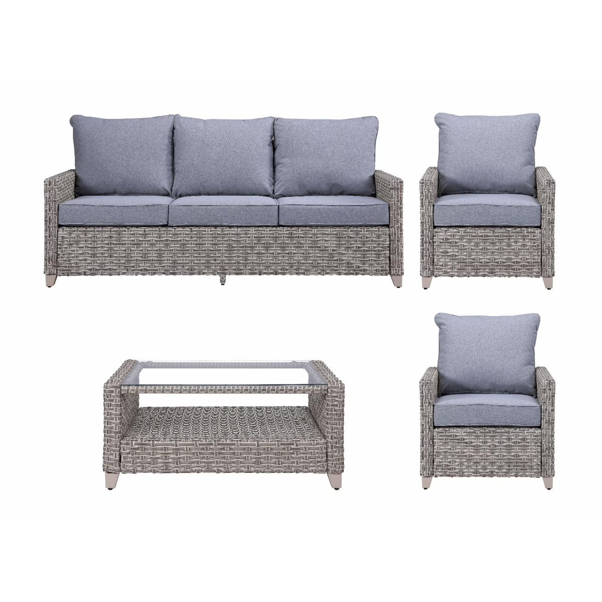Gray Fabric Patio Sofa Set H4499