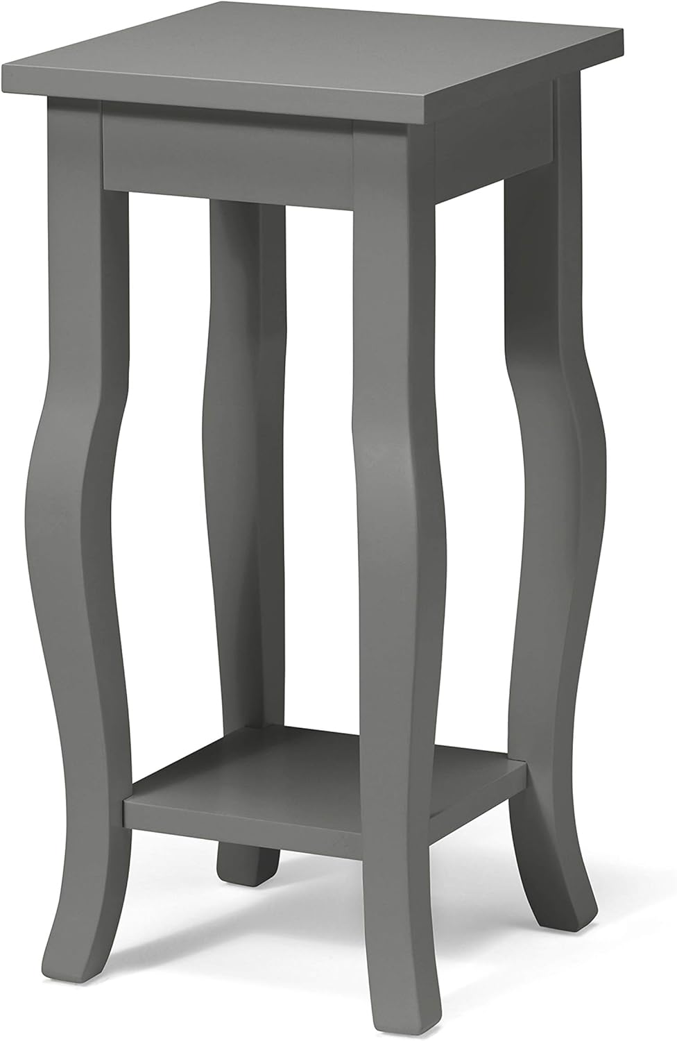 Black Wood Pedestal End Table with Curved Legs and Lower Shelf P406