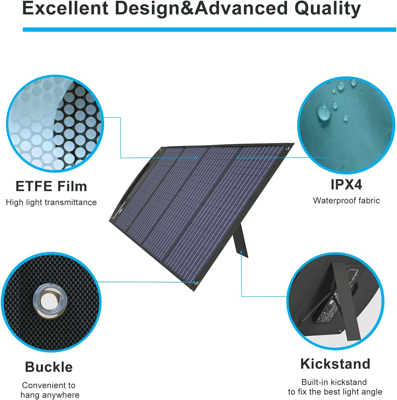 100W 18 Volt Monocrystalline Foldable Solar Panel with USB Output G41870