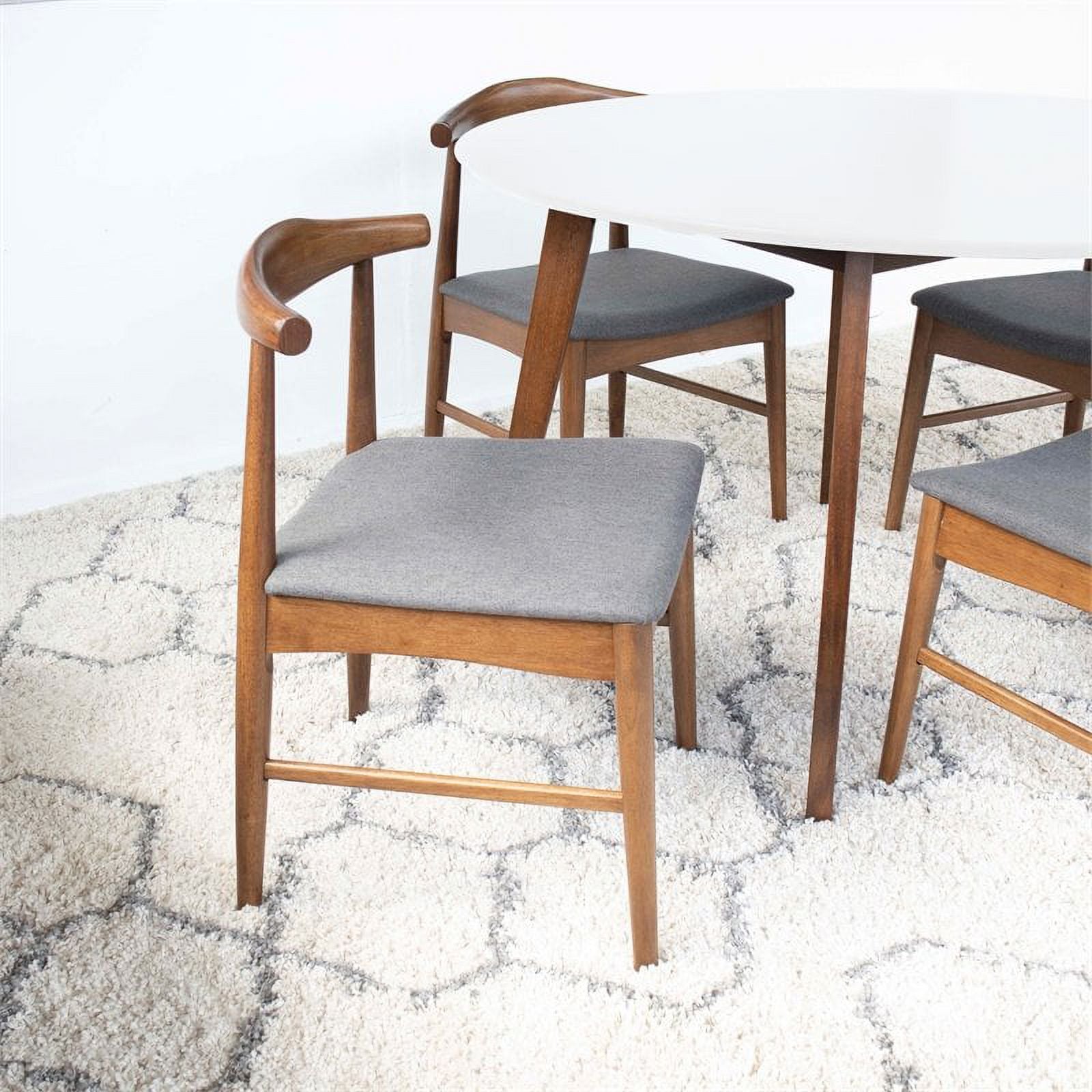 Mid Century Modern Fabric Dining Chair in White/Gray (Set of 5) T232