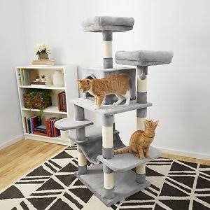 Dark Charcoal Faux Fur Cat Tree Condo E5796