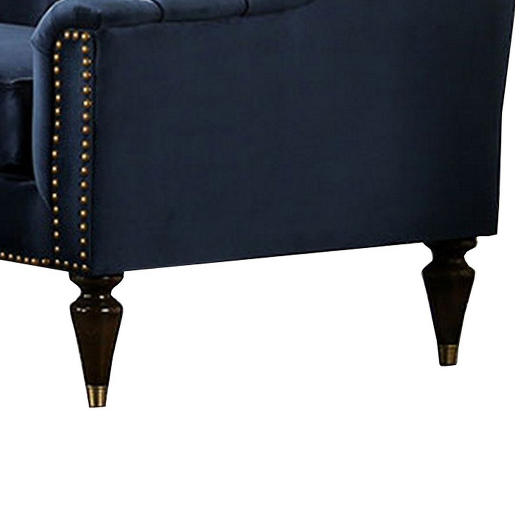 Blue & Gold Tufted Camelback Loveseat Z793087
