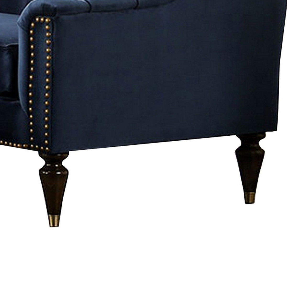 Blue & Gold Tufted Camelback Loveseat Z793087