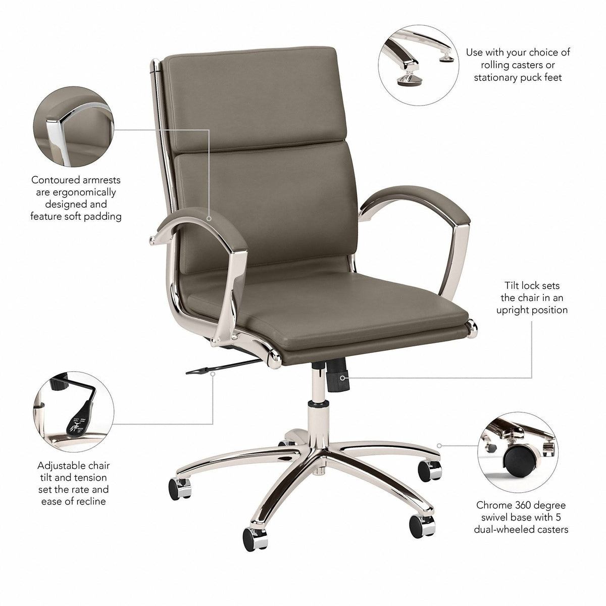 Washed Gray Leather Executive Office Chair G339126