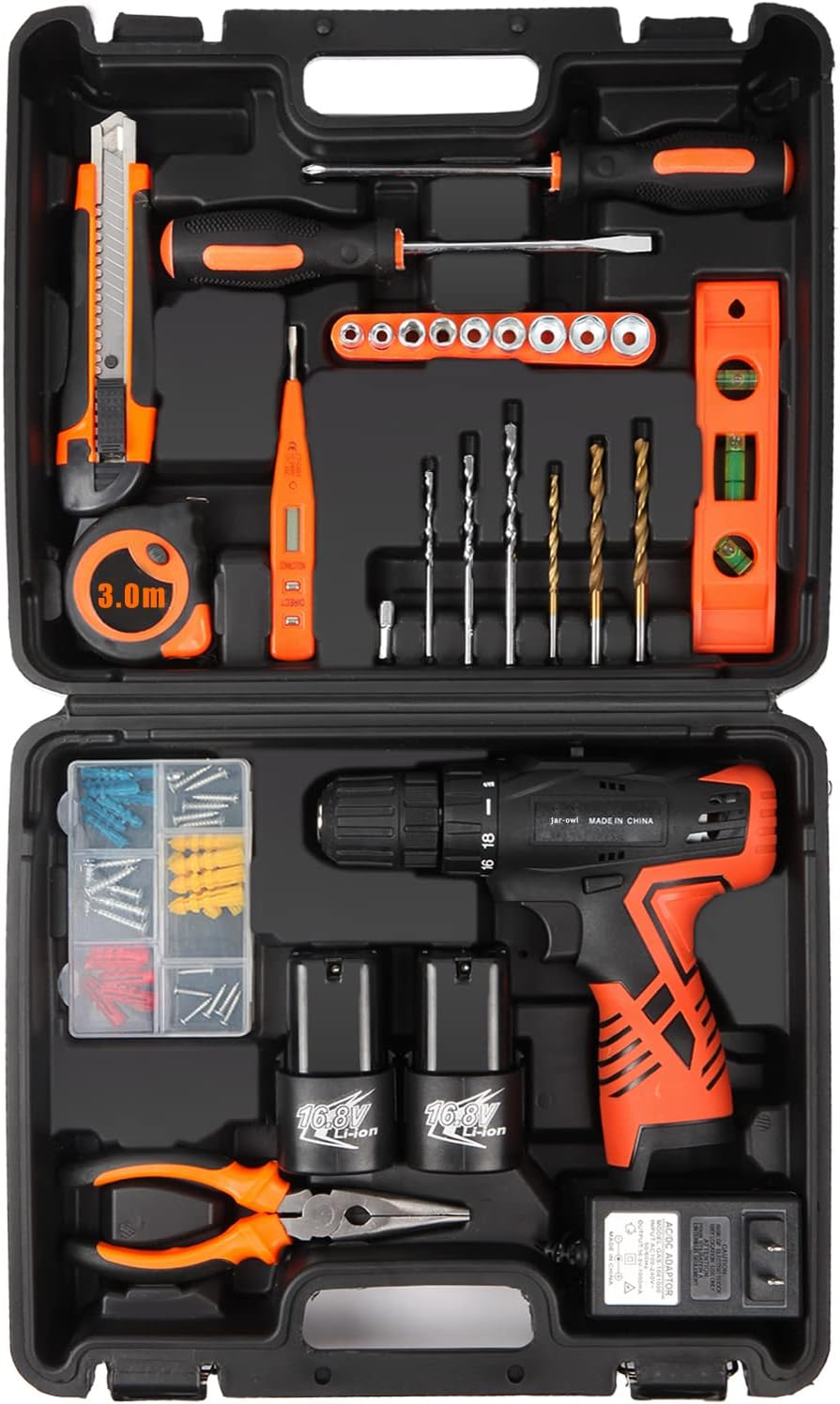 16.8V Cordless Drill Combo Kit with 48 Accessories Tool Set U6919