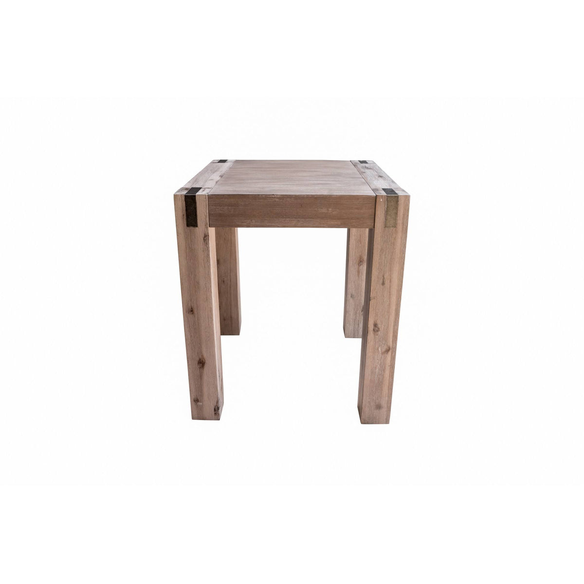 Brushed Driftwood Acacia Wood End Table with Metal Inset H8991