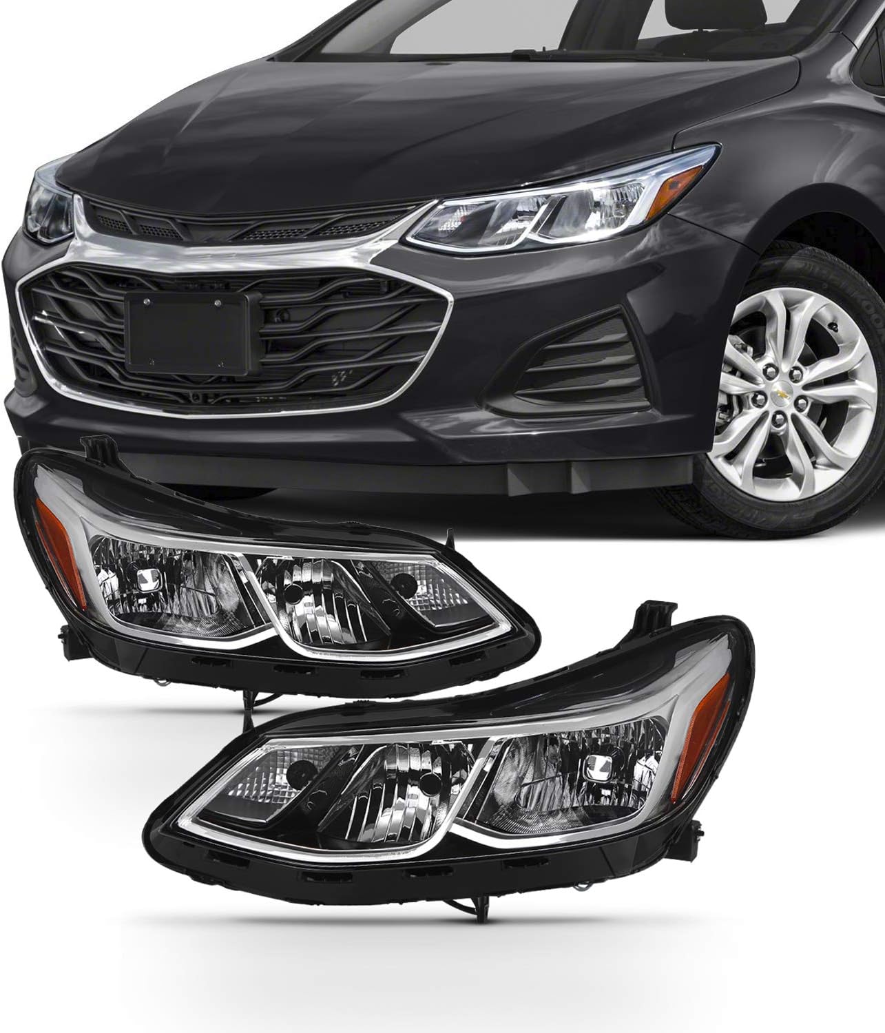 Headlight Driver Pair Left Passenger Side Replacement D67376