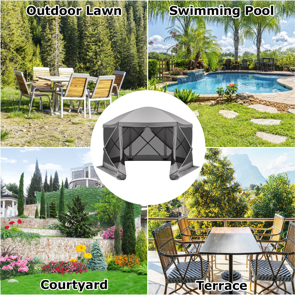 12 x 12 FT Pop Up Screen House Tent with Carry Bag, Gray O7338