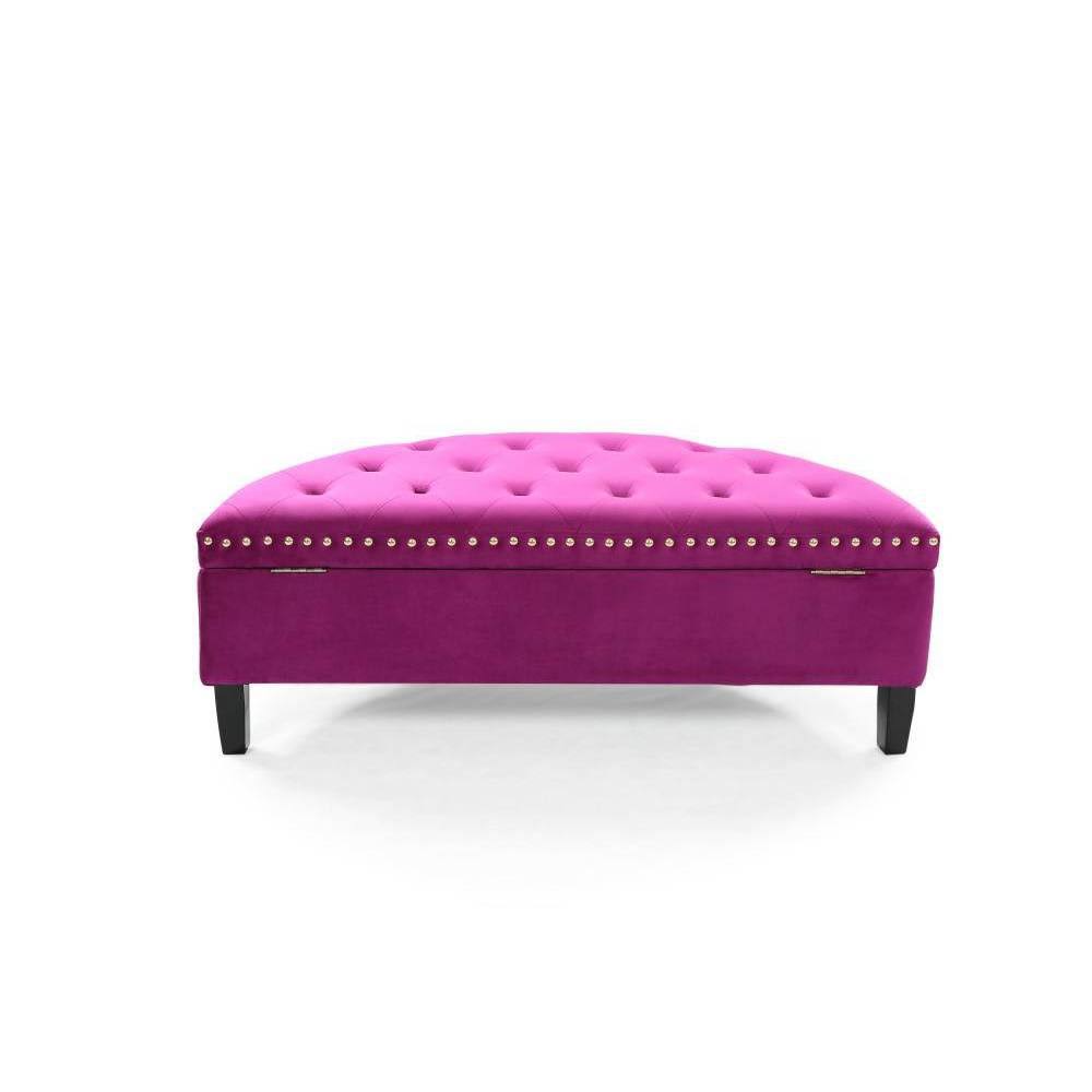 Plum Velvet Half Moon Storage Ottoman T3044