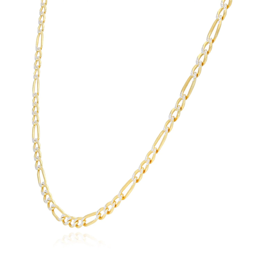 14k Yellow Gold Over 925 Silver Diamond-Cut Figaro Chain Necklace G69164
