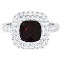 4 CT Garnet Engagement Ring with Double Halo Moissanite, 925 Sterling Silver L183