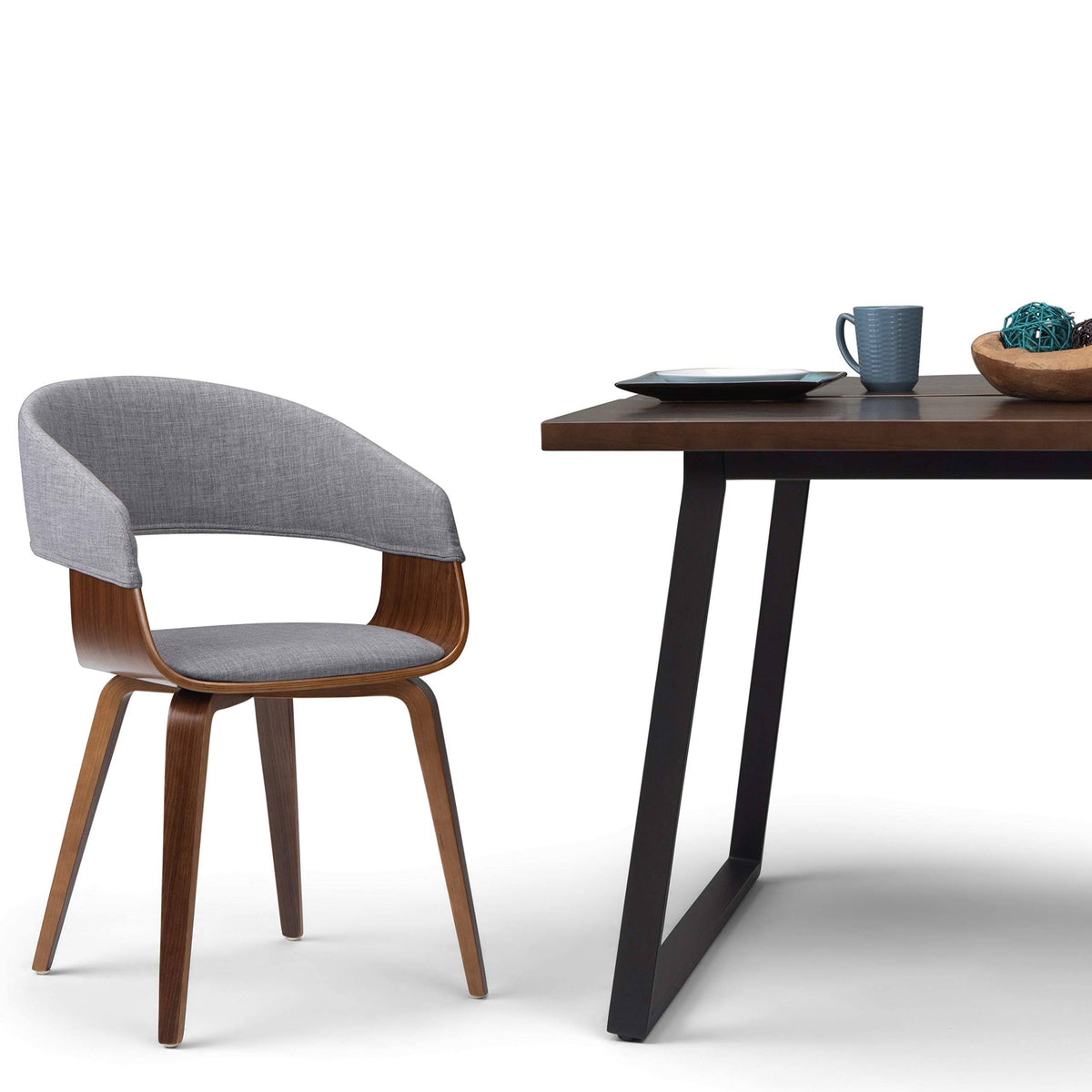 Light Grey Linen Look Bentwood Dining Chair U353288