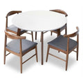 Mid Century Modern Fabric Dining Chair in White/Gray (Set of 5) T232