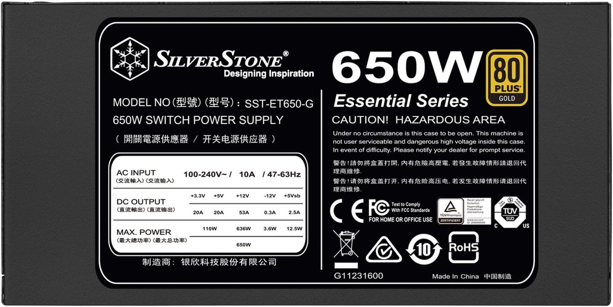 650W 80 Plus Gold Fixed Cable Power Supply H502826
