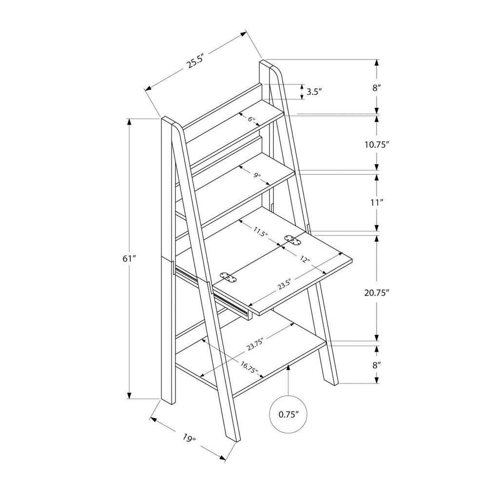 Cappuccino Ladder Desk Bookcase Wall Bookshelf Stand Shelf S334772