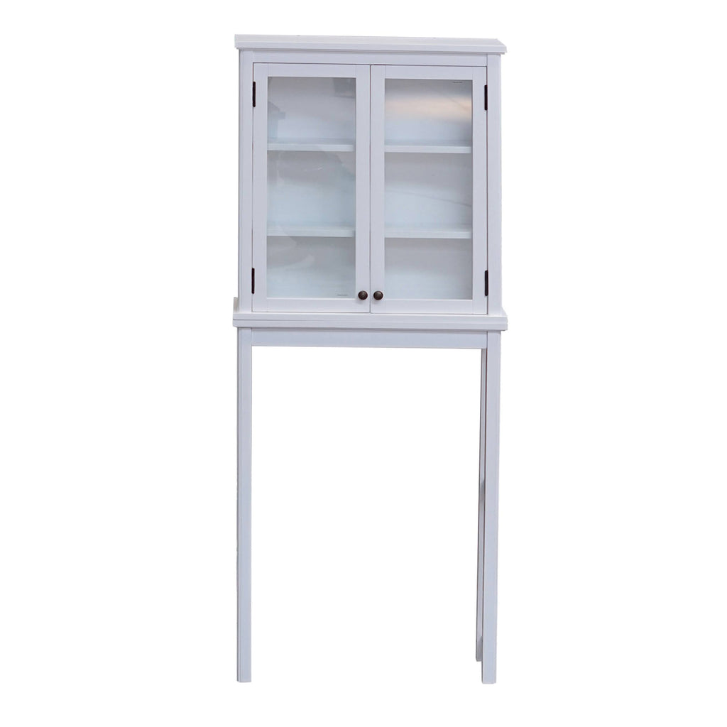 White Over The Toilet Storage Cabinet with Glass Doors L675
