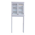 White Over The Toilet Storage Cabinet with Glass Doors L675
