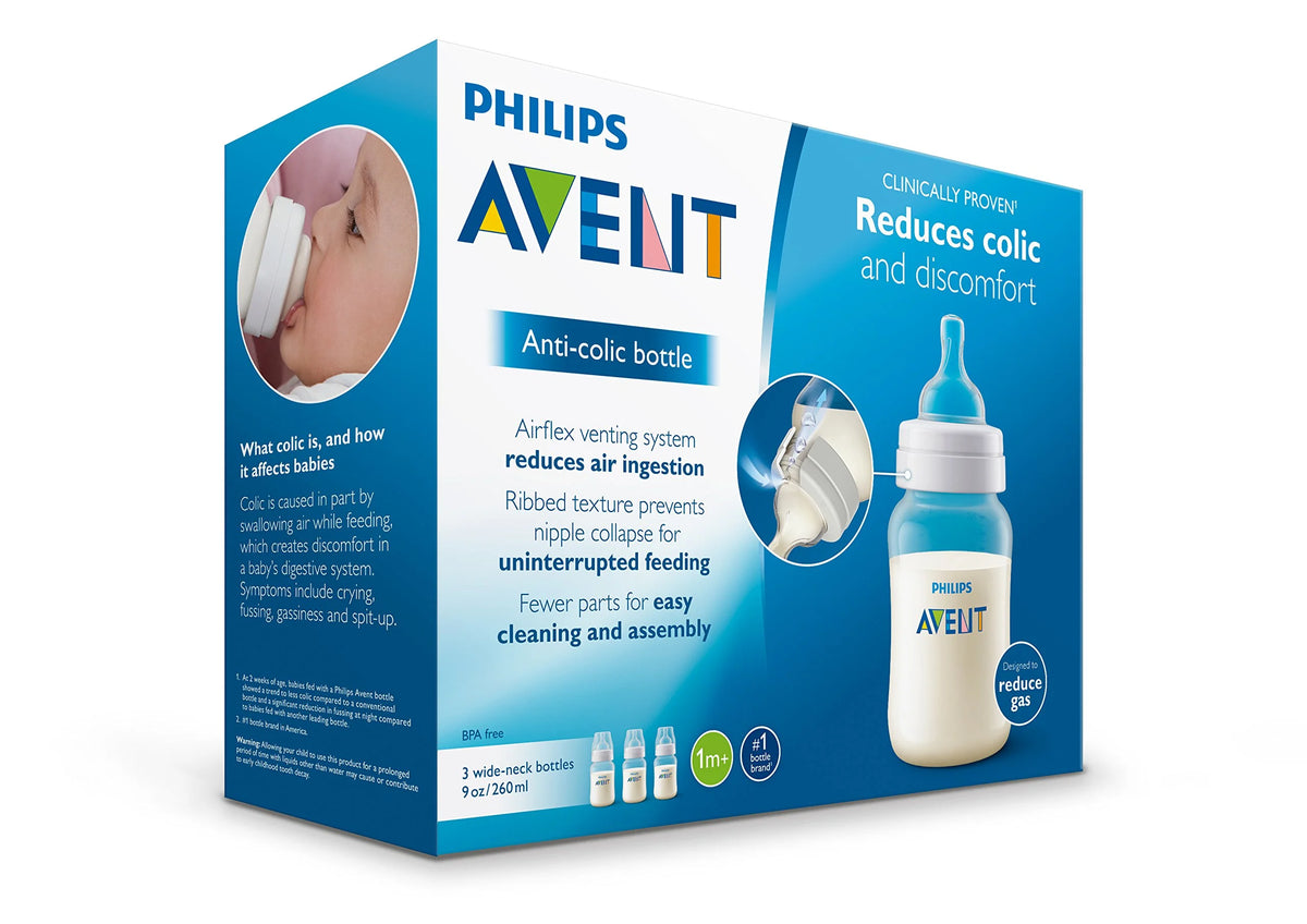 Anti-Colic BPA-Free Baby Bottles - 9oz, Clear, 3 ct B620