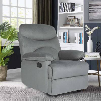 Gray Microfiber Manual Standard Recliner with Massager B7976
