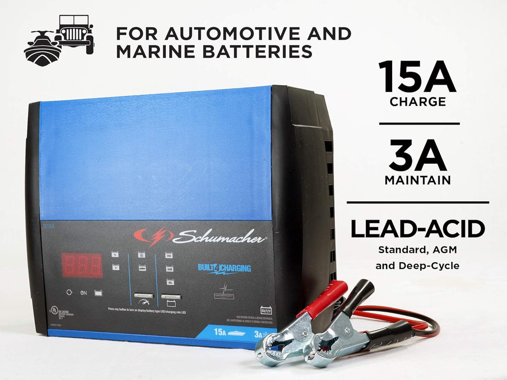 Fully Automatic Battery Charger, Maintainer, and Auto Desulfator - 15 Amp/3 Amp, 6V/12V Y44140