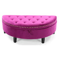 Plum Velvet Half Moon Storage Ottoman T3044