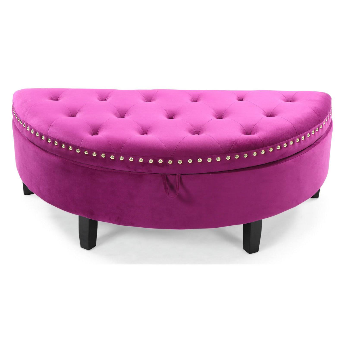 Plum Velvet Half Moon Storage Ottoman T3044