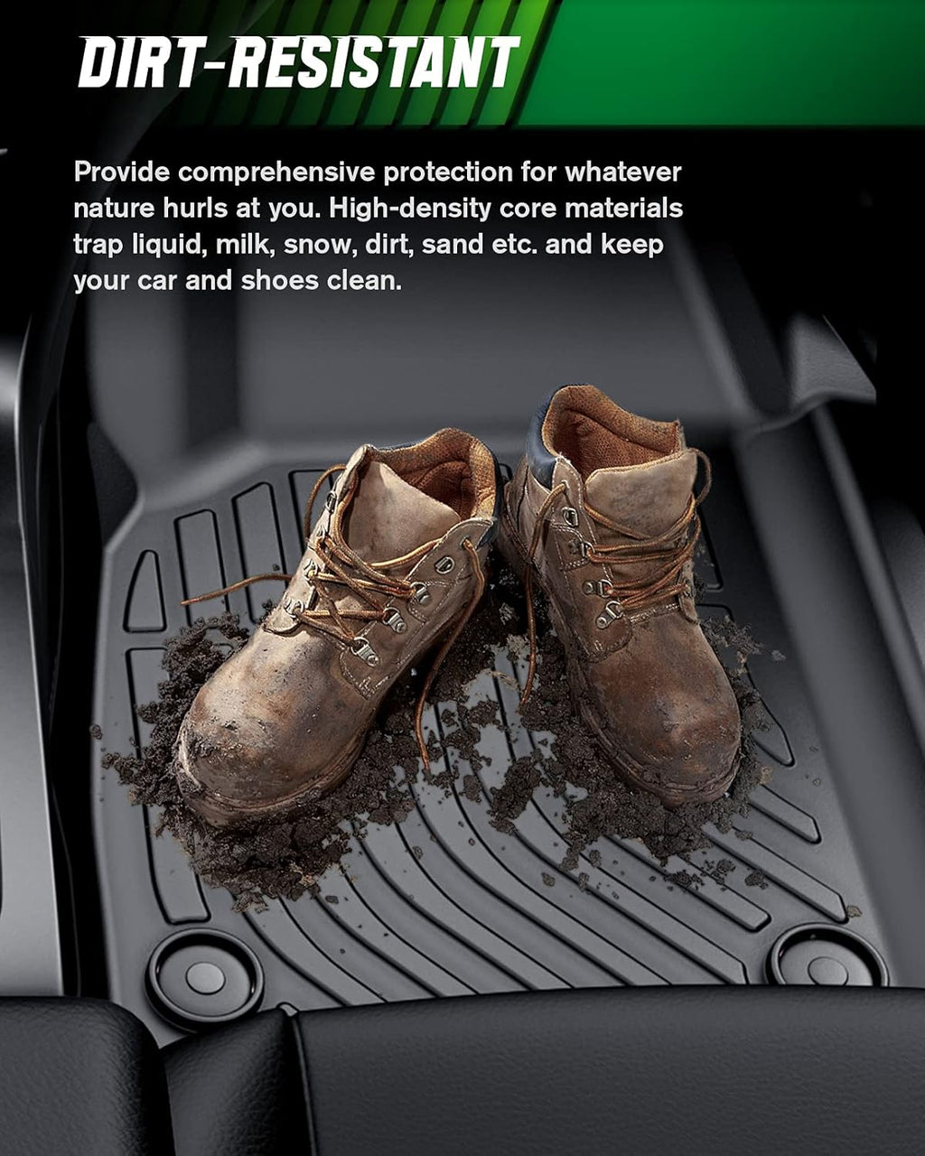 Black TPE All Weather Car Floor Mats Full Set T4103