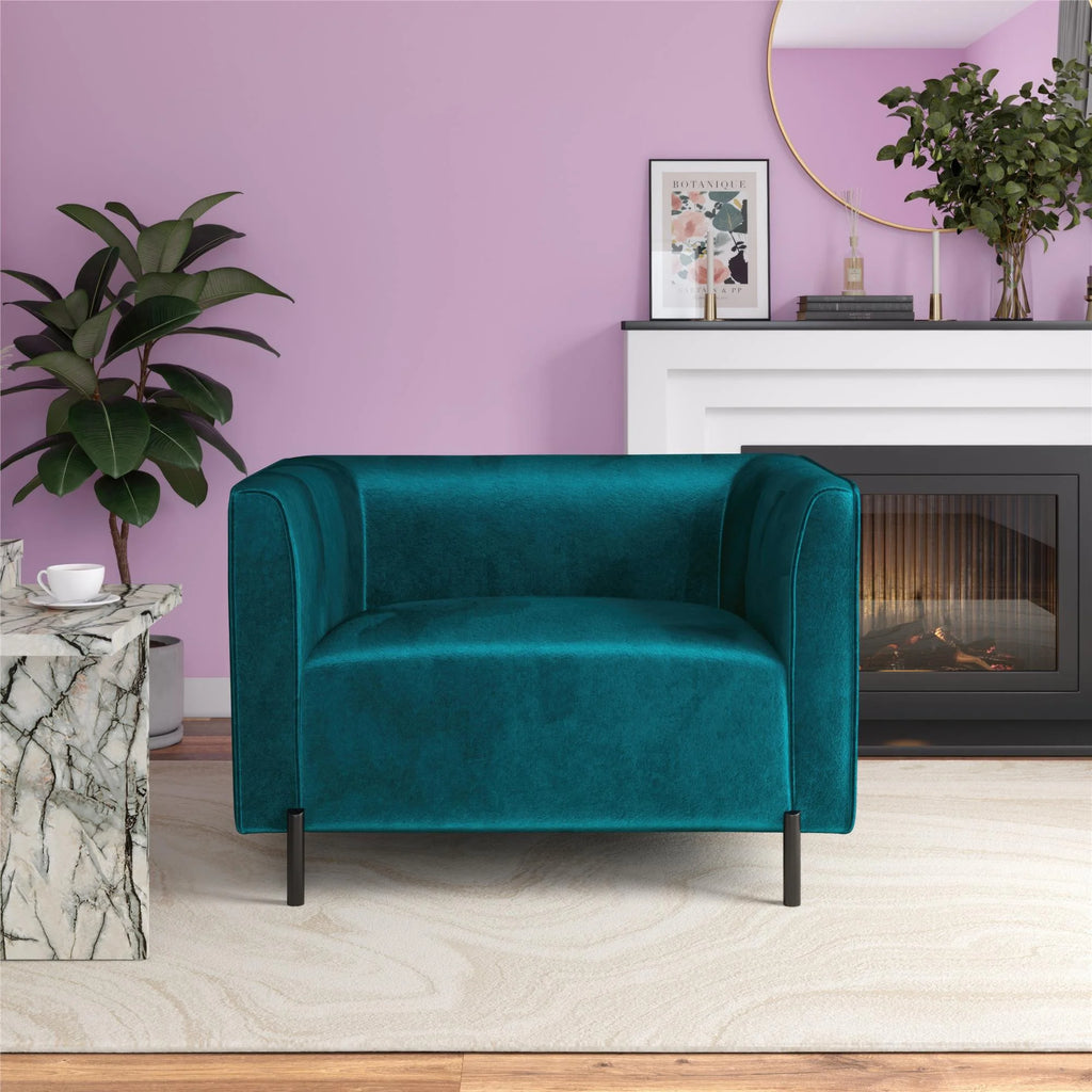 Emerald Green Velvet Upholstered Accent Chair and a Half D8991
