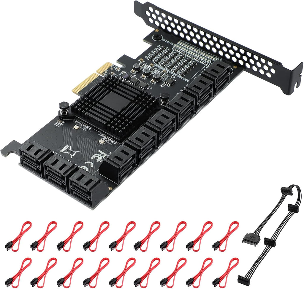 8 Port SATA 3.0 PCIe Card with 8 SATA Cables and Low Profile Bracket N925631