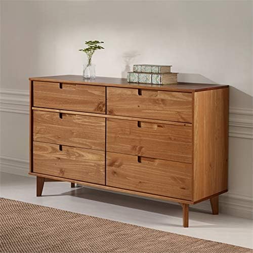 6 Drawer Pine Wood Double Dresser B6449