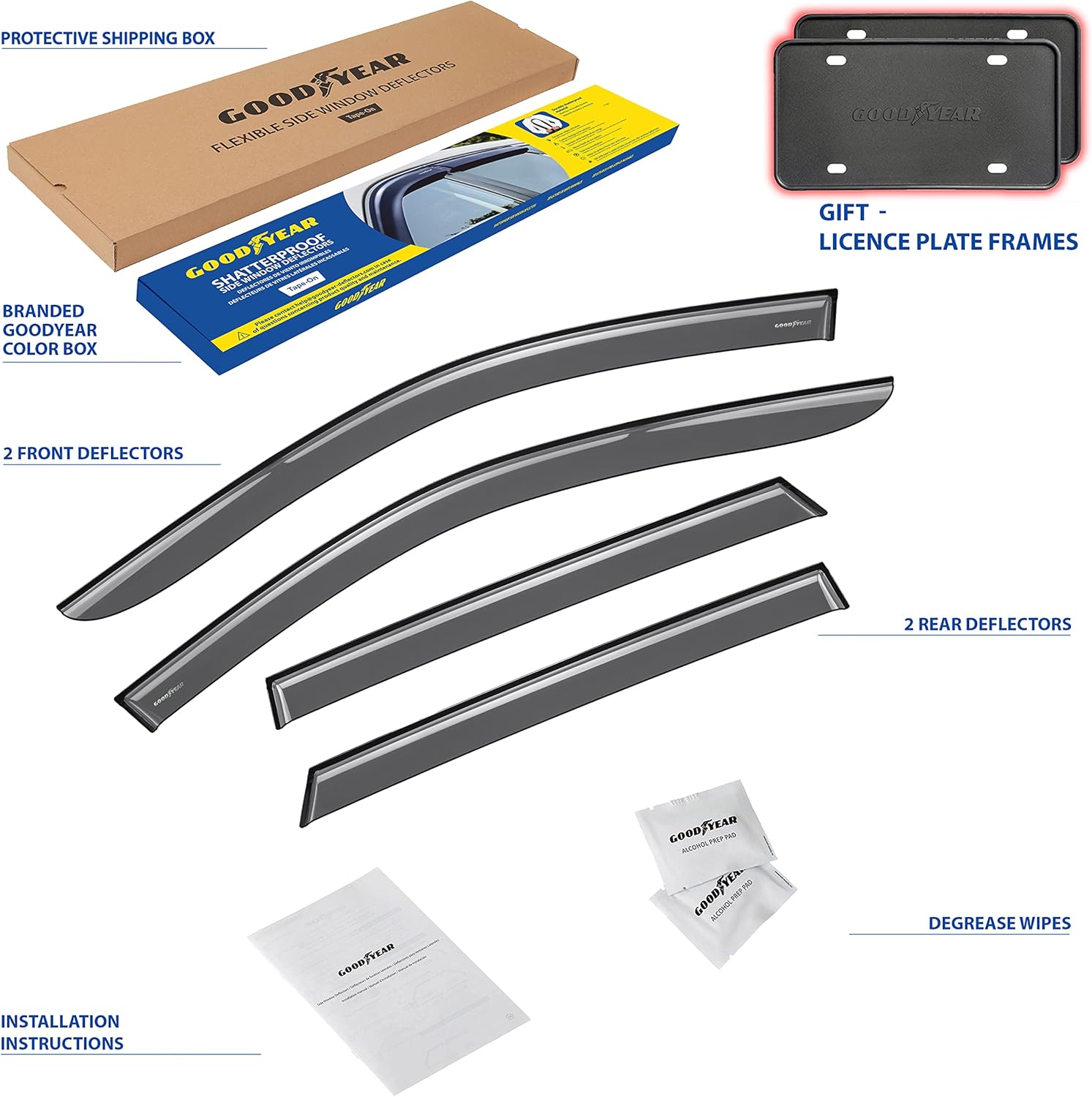 4pcs Tape-on Window Deflectors B325