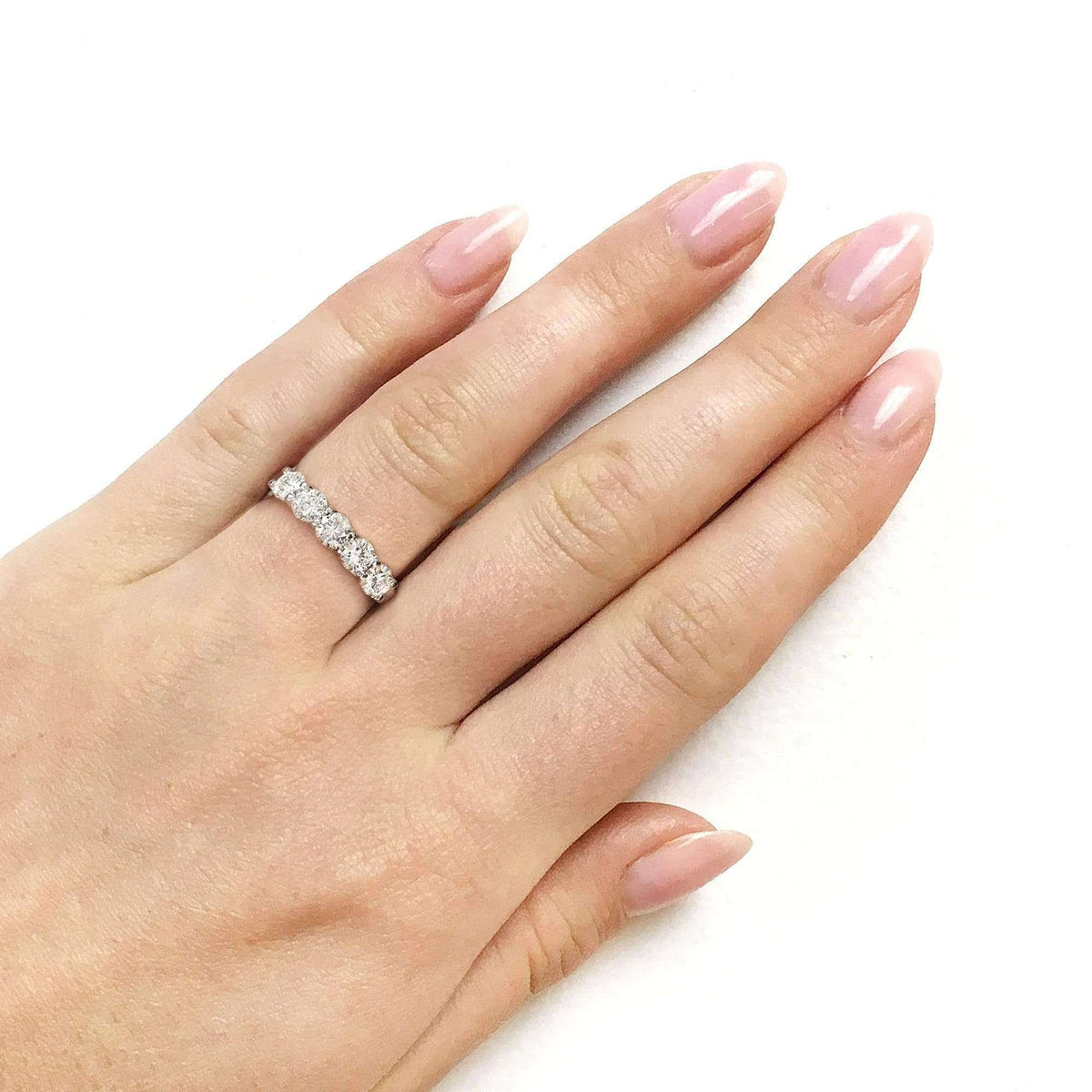 14K White Gold Moissanite Bridal Wedding Band A8900